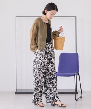 AMERICAN HOLIC ノーカラーシアーＺＩＰブルゾン Ecru