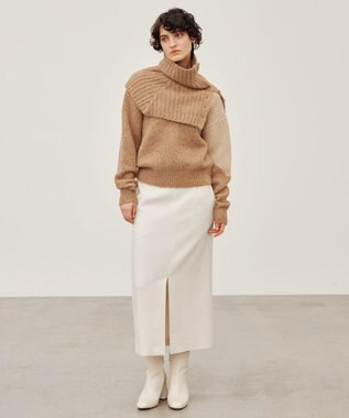 BEIGE， 【Precious 2月号掲載】LAC / 2WAYストレッチIラインスカート Ecru