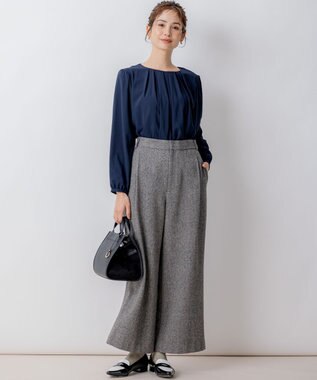 組曲 S ネコアシツィード ワイドパンツ グレー系