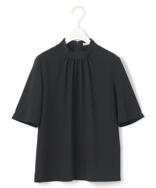 ICB L 【洗える】ストレッチジョーゼット ハイネックブラウス ブラック系