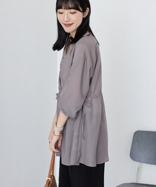 AMERICAN HOLIC シアーウエストドロストロングシャツ Gray Beige