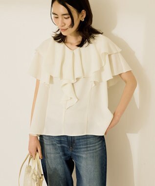 AMERICAN HOLIC イージーケアフリルシャツ Off White