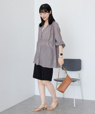 AMERICAN HOLIC シアーウエストドロストロングシャツ Gray Beige