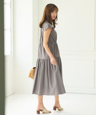 Feroux 【洗える】ドロストデザイン ワンピース グレー系