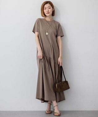 23区 L 【Oggi8月号掲載/接触冷感/洗える】ツイストコットンプレーティング ティアードワンピース ブラウン系