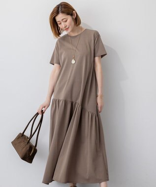 【Oggi8月号掲載/接触冷感/洗える】ツイストコットンプレーティング ティアードワンピース