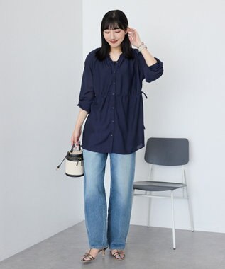 AMERICAN HOLIC シアーウエストドロストロングシャツ Dark Navy
