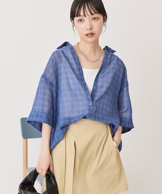 AMERICAN HOLIC 【イージーケア】スキッパーチェックシャツ Blue