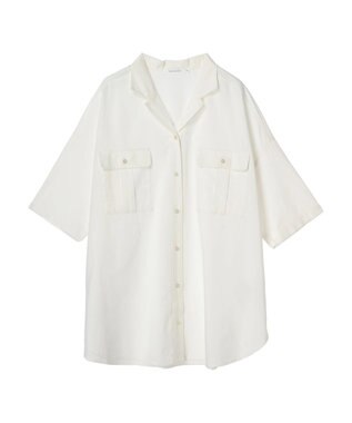 AMERICAN HOLIC 接触冷感＋ＵＶカットＷポケットＢＩＧシャツチュニック Off White