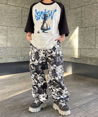 WEGO 【ユニセックス着用ITEM/SMLサイズ展開】ワイドカーゴパンツ 柄1