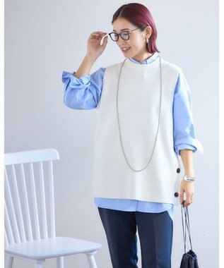 UNFILO 【洗える】サイドボタンニットベスト オフ