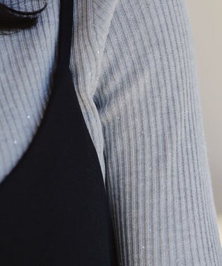 Tiaclasse 【洗える】スパンコールハイネックリブニットトップス グレー