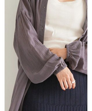 AMERICAN HOLIC シアーＢＩＧシルエットシャツチュニック Charcoal Gray