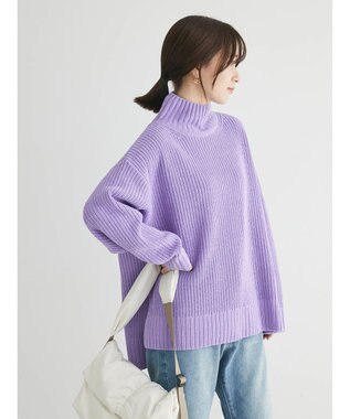 Green Parks ｍｏｋｏモール畦ニット前後差プルオーバー Purple
