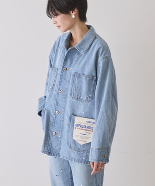 AMERICAN HOLIC ペイントデニムカバーオールジャケット Light Indigo