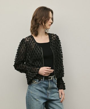 GRACE CONTINENTAL モチーフチュールブラウス ブラック