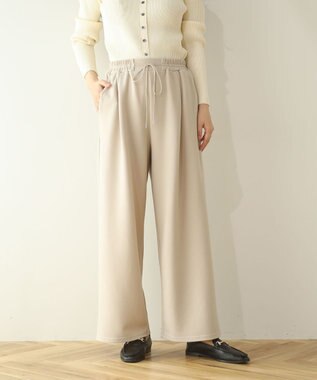 Green Parks 楽ちんリップルワイドパンツ Light Beige