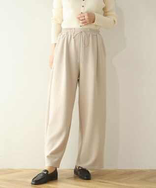 Green Parks 楽ちんリップルワイドパンツ Light Beige