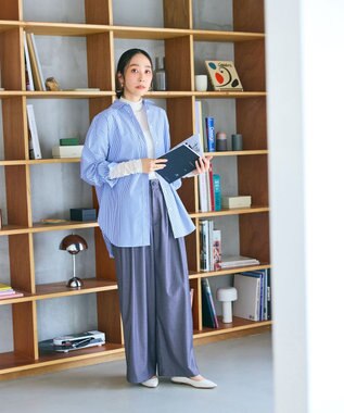 #Newans 【洗濯機可/しわになりにくい】ベリーワイドパンツ チャコール