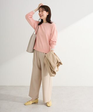 Green Parks 楽ちんリップルワイドパンツ Light Beige