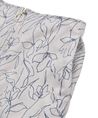 YECCA VECCA ラインフラワー柄フェイクスエードスカート Charcoal Gray