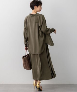 23区 L 【見上愛さん着用/洗える】スエーディーサテン キャミソール ワンピース カーキ系