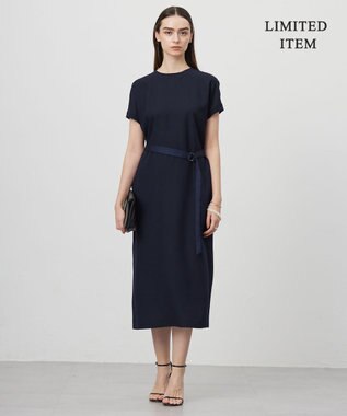 ICB L 【WEB限定・接触冷感・UVケア・速乾・防シワ・洗える】 FluidBackSatin  ワンピース ネイビー系