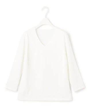 ICB 【洗える】スーペリアジャージー Vネックカットソー オフホワイト系