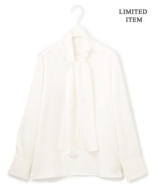 ICB 【WEB限定・洗える】 ドレープサテン ボウタイブラウス オフホワイト系