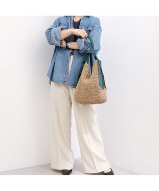 UNBILLION カシュカシュ cachecache / 下がりグログラン地柄編みトート カゴバッグ グリーン