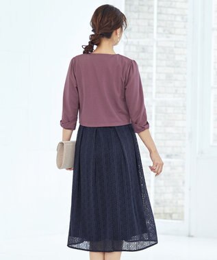 Tiaclasse L 【洗える】袖口リボンカットソーボレロカーディガン ピンク