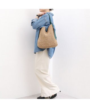 UNBILLION カシュカシュ cachecache / 下がりグログラン地柄編みトート カゴバッグ グリーン