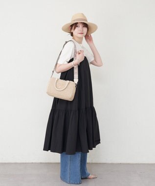 russet ナイロンラフィアミニボストンバッグ(CE-1715) Ivory