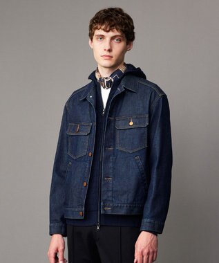 JOSEPH ABBOUD 【イタリア製】ランダムスクエア スカーフ ネイビー系6