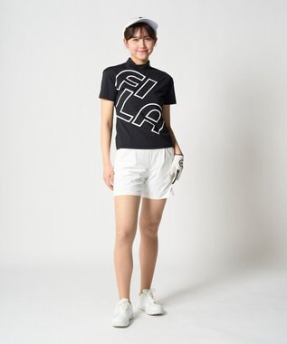 FILA GOLF／marie claire 【FILA GOLF】 バックプリントモックネックシャツ ブラック