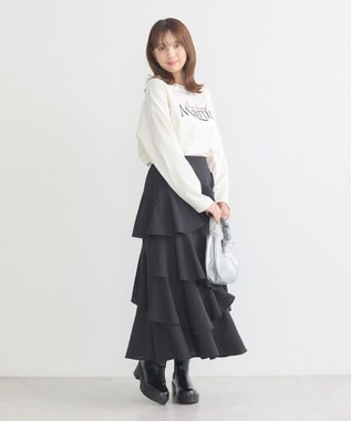 earth music&ecology ランダムティアードスカート Black