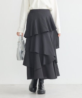 earth music&ecology ランダムティアードスカート Black