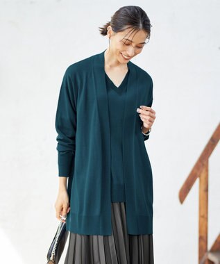 ICB 【洗える】 コンパクトウール カーディガン マリンブルー系