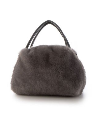 UNBILLION カシュカシュ cachecache / ミンク風エコファー2wayボックストート GY