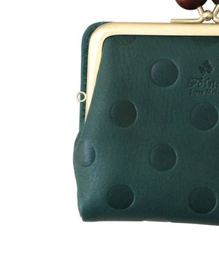 FOLNA RD ドット型押し ウッドボールがま口財布 グリーン