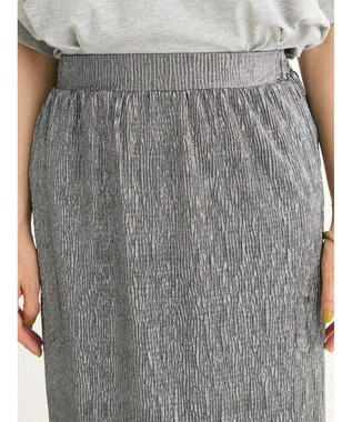 Green Parks シャイニープリーツナロースカート Dark Silver