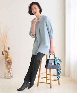 自由区 L 【セットアップ対応・洗える】ハニカムクロステーパード パンツ ブラック系