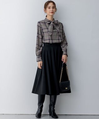 組曲 T/Rツイルストレッチ フレアスカート ブラック系