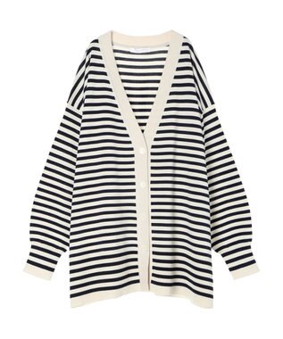 Green Parks 洗える　アソートミドル丈カーディガン Border