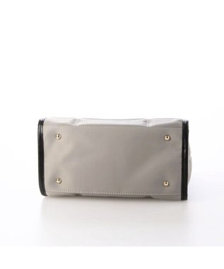 UNBILLION ペルケ perche / ナイロンキルト×クロコ型押し牛革2wayトートバッグS ライトグレー