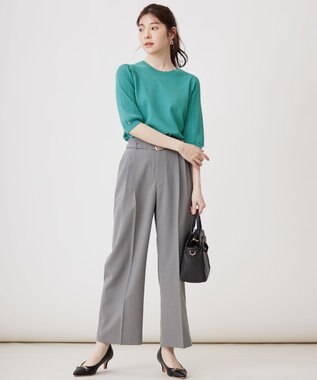 ANY SIS 【洗える】ドライオックスタック ワイドパンツ ライトグレー