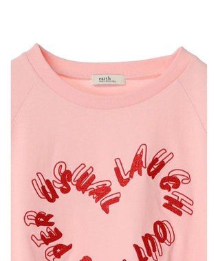 earth music&ecology ラメ刺繍ハートロゴＴ Pink