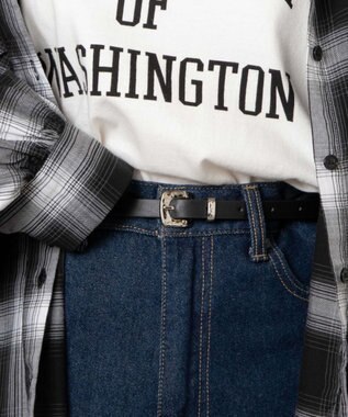 WEGO Lデザインバックル細ベルト ブラック