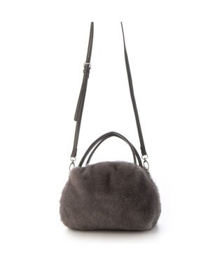 UNBILLION カシュカシュ cachecache / ミンク風エコファー2wayボックストート GY