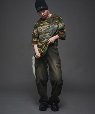 WEGO 【ユニセックス着用ITEM】ダメージアップリケグラフィックT（SS） 柄1